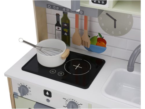 lupilu (Playtive) Wooden Kitchen világító és hangot adó fa játékkonyha, hűtővel, sütővel, mikróval, mosogatóval, főzőlappal (játék konyha kiegészítőkkel), 66 x 30 x 103 cm