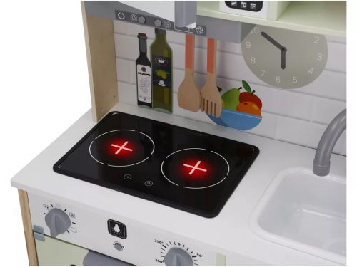 lupilu (Playtive) Wooden Kitchen világító és hangot adó fa játékkonyha, hűtővel, sütővel, mikróval, mosogatóval, főzőlappal (játék konyha kiegészítőkkel), 66 x 30 x 103 cm