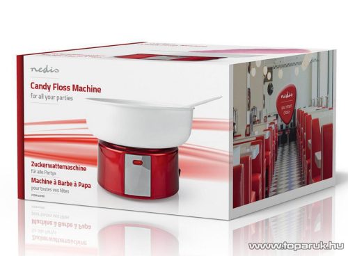 Nedis Vattacukor készítő gép, vattacukorgép, vintage piros (FCCM100FRD)