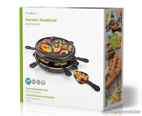 Nedis 6 személyes raclette grill, raklett grillsütő (FCRA210FBK6)