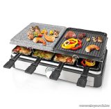   Nedis 8 személyes raclette grill, raklett grillsütő kő lappal (FCRA300FBK8)