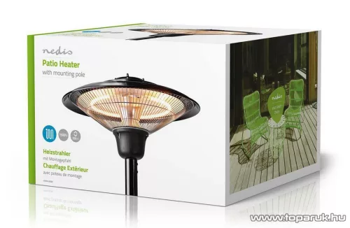 (SZÁLLÍTÁSI SÉRÜLT / K413685) Nedis teraszhősugárzó, kültéri hősugárzó, 1500 W (HTPA15EBK)