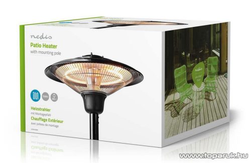 Nedis teraszhősugárzó, kültéri hősugárzó, 1500 W (HTPA15EBK)