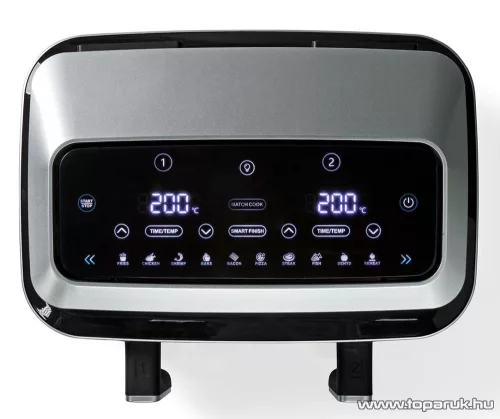 (HASZNÁLT / ESZTÉTIKAI SÉRÜLT / 384784) Nedis Air Fryer DOUBLE XL Digitális, dupla tartályos forrólevegős sütő, 2 x 4,2 literes, 2600 W (KAAF320BK)