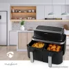 (HASZNÁLT / ESZTÉTIKAI SÉRÜLT / 384784) Nedis Air Fryer DOUBLE XL Digitális, dupla tartályos forrólevegős sütő, 2 x 4,2 literes, 2600 W (KAAF320BK)