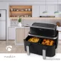   (HASZNÁLT / ESZTÉTIKAI SÉRÜLT / 384784) Nedis Air Fryer DOUBLE XL Digitális, dupla tartályos forrólevegős sütő, 2 x 4,2 literes, 2600 W (KAAF320BK)