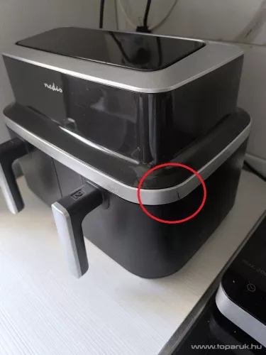 (HASZNÁLT / ESZTÉTIKAI SÉRÜLT / 384784) Nedis Air Fryer DOUBLE XL Digitális, dupla tartályos forrólevegős sütő, 2 x 4,2 literes, 2600 W (KAAF320BK)