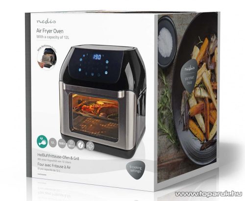 Nedis Air Fryer Oven Digitális forrólevegős sütő, 12 literes, 1500 W (KAAFO300EBK)