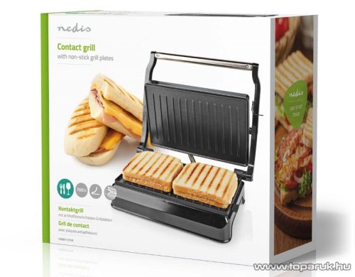 Nedis Elektromos asztali grillsütő, kontakt grill, 700 W (KAGR111FSR)