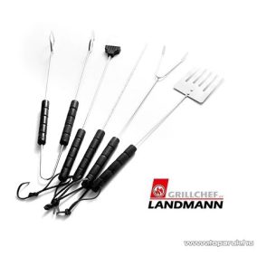   Landmann 0102 Grillkészlet, 5 darabos, krómozott, fanyéllel