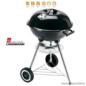   Landmann 11339 Faszenes 3 lábú gömbgrill, fix polccal, 42 cm átmérővel (6 személyes)