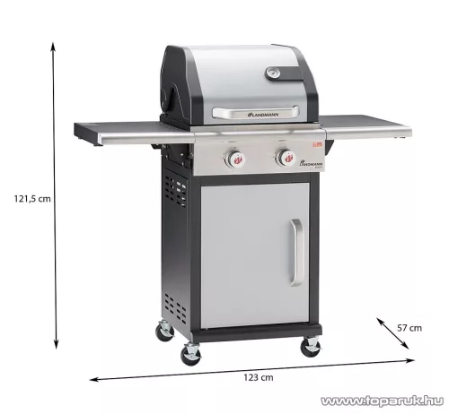 Landmann 12901 Triton 2.0 gázgrill kocsi, ezüst (8 személyes)