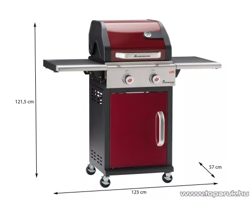 Landmann 12902 Triton 2.0 gázgrill kocsi, piros (8 személyes)