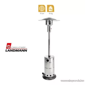   Landmann 12016 INOX Kültéri, gázzal működő rozsdamentes acél kivitelű teraszhősugárzó, 5 - 14 kW