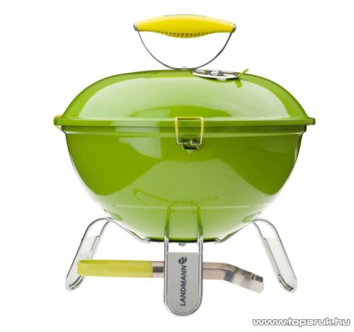 Landmann 31373 Piccolino faszenes asztali gömbgrill, zománcozott fedéllel és tűztérrel, zöld (4 személyes)