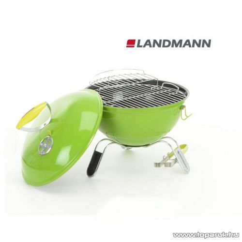 Landmann 31373 Piccolino faszenes asztali gömbgrill, zománcozott fedéllel és tűztérrel, zöld (4 személyes)