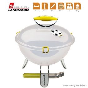   Landmann 31376 Piccolino faszenes asztali gömbgrill, zománcozott fedéllel és tűztérrel, fehér (4 személyes)