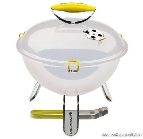 Landmann 31376 Piccolino faszenes asztali gömbgrill, zománcozott fedéllel és tűztérrel, fehér (4 személyes)