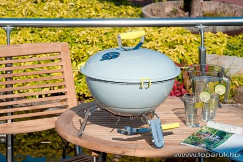 Landmann 31376 Piccolino faszenes asztali gömbgrill, zománcozott fedéllel és tűztérrel, fehér (4 személyes)