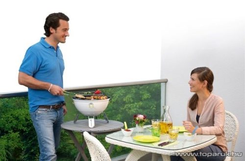 Landmann 31376 Piccolino faszenes asztali gömbgrill, zománcozott fedéllel és tűztérrel, fehér (4 személyes)