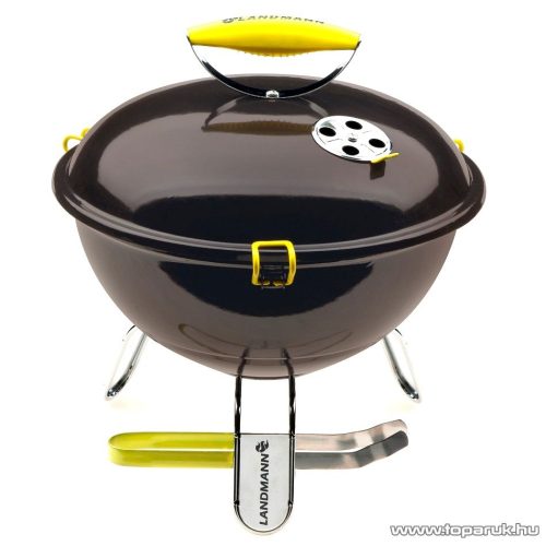 Landmann 31377 Piccolino faszenes asztali gömbgrill, zománcozott fedéllel és tűztérrel, fekete (4 személyes)