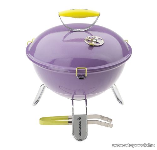 Landmann  31378 Piccolino faszenes asztali gömbgrill, zománcozott fedéllel és tűztérrel, lila (4 személyes)