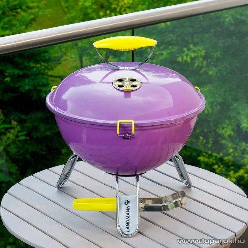 Landmann  31378 Piccolino faszenes asztali gömbgrill, zománcozott fedéllel és tűztérrel, lila (4 személyes)