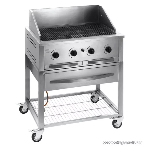 Landmann 12430 Professzionális INOX gázgrillkocsi grillsütő, 4 égőfejes gáz pecsenyesütő (12 személyes)