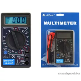   HOLDPEAK 830B Digitális multiméter, VDC, VAC, ADC, ellenállás mérés, dióda, tranzisztor hFE mérőműszer