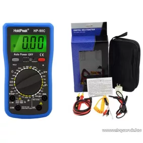   HOLDPEAK 90C Digitális multiméter, VDC, VAC, ADC, AAC, ellenállás, kapacitás, dióda, hFE, szakadás, mérőműszer, elemteszt funkcióval