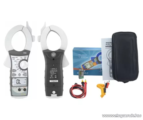 HOLDPEAK 850B Nagyáramú (400/2000A) 2 kijelzős lakatfogó, multiméter, VDC, VAC, ADC, AAC, ellenállás, kapacitás és frekvencia mérőműszer