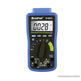   HOLDPEAK 90EPC Digitális multiméter, USB PC porttal, VDC, VAC, ADC, AAC, ohm, kapacitás, frekvencia, hőmérséklet mérőműszer
