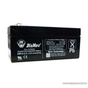   DiaMec 12V, 3,3Ah Zselés, ólom akkumulátor, gondozásmentes szünetmentes akku