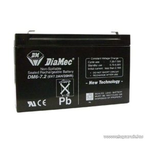   DiaMec 6V, 7,2Ah Zselés, ólom akkumulátor, gondozásmentes szünetmentes akku
