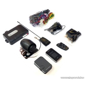   EASYCAR E7III-A Autóriasztó, 1 db LCD + 1 db kiegészítő távirányítóval, sziréna, rezgésérzékelő, antenna, USB funkcióval