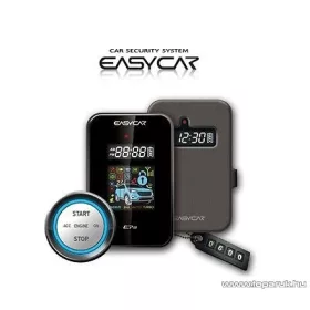   EASYCAR E7III-A Autóriasztó, 1 db LCD + 1 db kiegészítő távirányítóval, sziréna, rezgésérzékelő, antenna, USB funkcióval