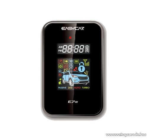 EASYCAR E7III-A Autóriasztó, 1 db LCD + 1 db kiegészítő távirányítóval, sziréna, rezgésérzékelő, antenna, USB funkcióval