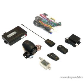   EASYCAR EV402-A Autóriasztó, 1 db vízálló LCD + 1 db kiegészítő távirányítóval, bőrtokkal és szirénával