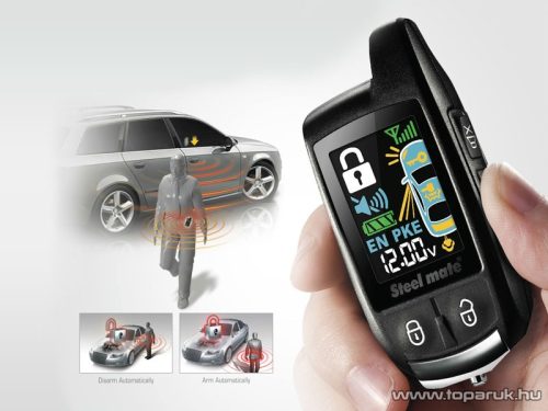STEEL MATE 888E Autóriasztó, LCD kijelzős, vízálló távirányítóval