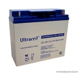   Ultracell 12V, 18Ah Zselés, ólom akkumulátor, gondozásmentes szünetmentes akku