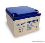   Ultracell 12V, 26Ah Zselés, ólom akkumulátor, gondozásmentes szünetmentes akku