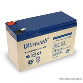   Ultracell 12V, 7Ah Zselés, ólom akkumulátor, gondozásmentes szünetmentes akku