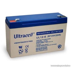   Ultracell 6V, 12Ah Zselés, ólom akkumulátor, gondozásmentes szünetmentes akku