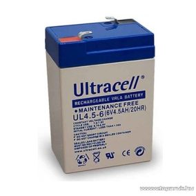   Ultracell 6V, 4,5Ah Zselés, ólom akkumulátor, gondozásmentes szünetmentes akku
