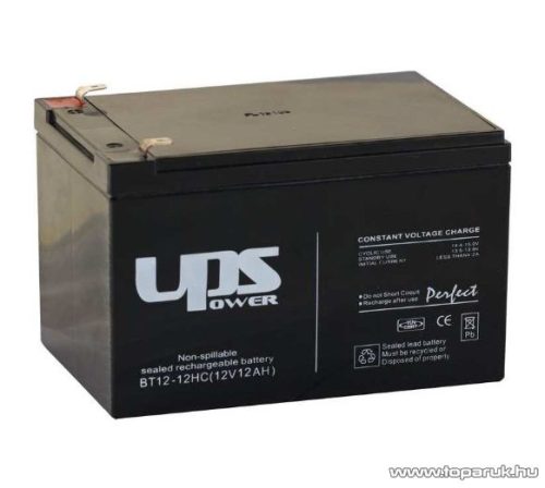 UPS Power 12V, 12Ah, zselés, ólom akkumulátor, gondozásmentes szünetmentes akku