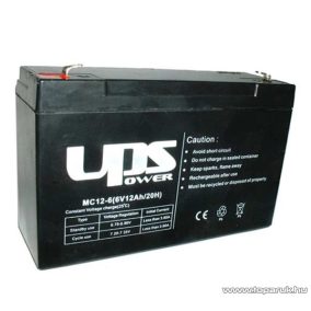   UPS Power 6V, 12Ah Zselés, ólom akkumulátor, gondozásmentes szünetmentes akku