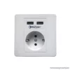 BluMagix BM-WS2U Földelt fali konnektor, 2 USB csatlakozóval, fehér