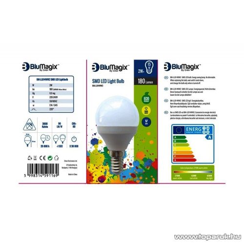 BluMagix BM-LLB14WW2 Energia takarékos SMD LED égő, 2W, E14 foglalat, meleg fehér