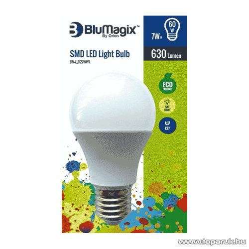 BluMagix BM-LLB27WW7 Energia takarékos SMD LED égő, 7W, E27 foglalat, meleg fehér