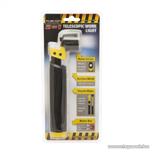 Phenom Billenthető fejű, teleszkópos, COB LED-es rúdlámpa, szerelőlámpa (18637)